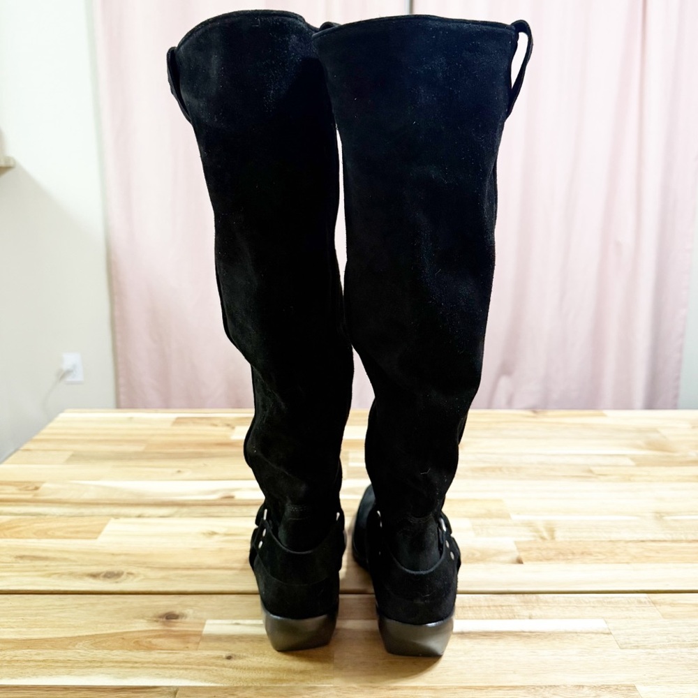 Free People Lockhart Silver Harness Knee High Boot in Black Suede size 39.5 - Picture 9 of 10